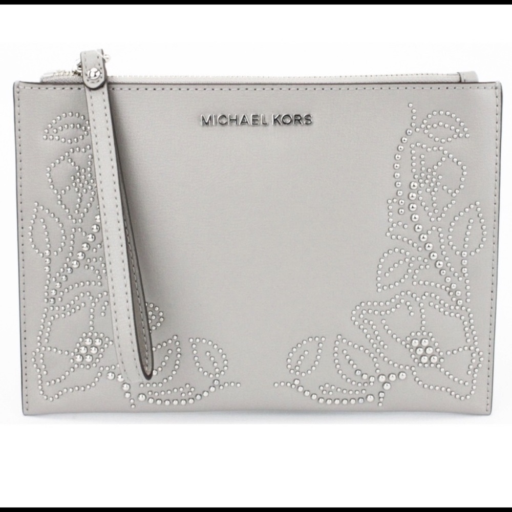 Michael Kors Wristlet Clutch NWT Grey and Silver